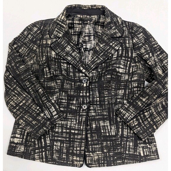 Ann Taylor Black & White Abstract Pattern Blazer Jacket Women's Size 6 - Picture 3 of 10